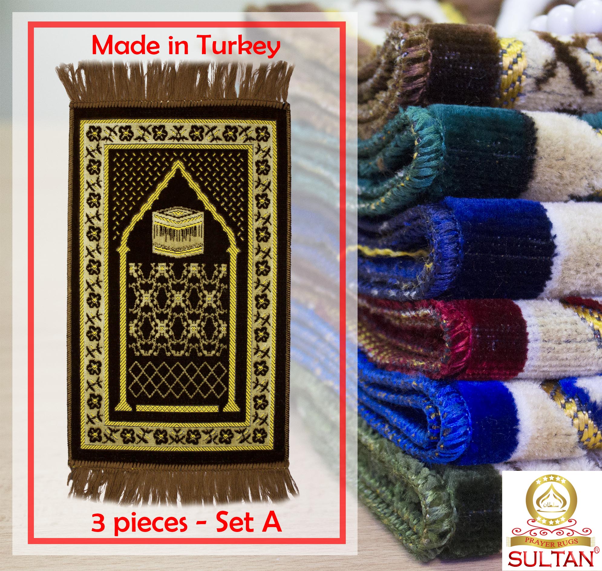 SEJADAH MINI SPEIGEL MUSLIM PRAYING MATS MADE IN TURKEY (3 PCS SET A)